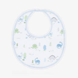 Слюнявчик с динозаврами белый и синий для мальчиков