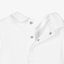 Kissy Kissy-Boys White & Blue Pima Cotton Sweet Sheep Babysuit Set | Childrensalon