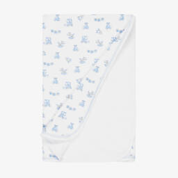 Boys White & Blue Pima Cotton Vintage Toy Blanket (73cm)