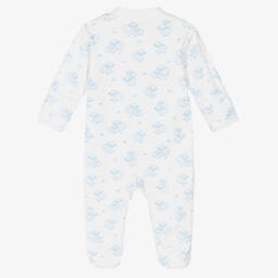 Kissy Kissy-Boys White & Blue Sweet Sheep Pima Cotton Babygrow | Childrensalon