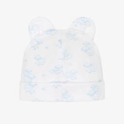 Kissy Kissy-Boys White & Blue Sweet Sheep Pima Cotton Hat with 3D Ears | Childrensalon