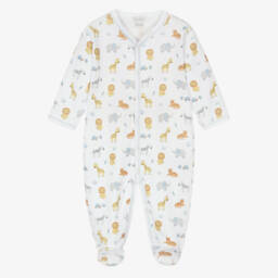 Boys White Pima Cotton Jungle Hang Out Print Babygrow