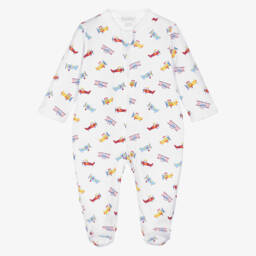 Boys White Pima Cotton Lets Fly Away Babygrow