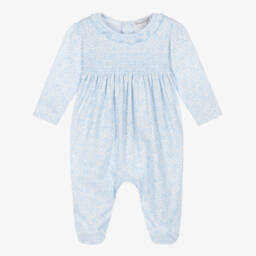 Girls Blue Floral Pima Cotton Country Gardens Babygrow