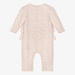 Kissy Kissy-Girls Orange Pima Cotton Patchwork Pumpkin Floral Romper | Childrensalon