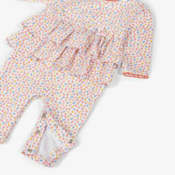 Kissy Kissy-Girls Orange Pima Cotton Patchwork Pumpkin Floral Romper | Childrensalon