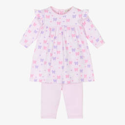 فستان بناتي وردي من قطن بيما مع فيونكة