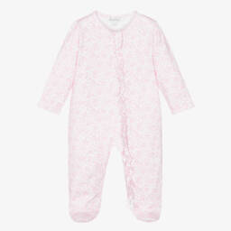 Girls Pink Floral Pima Cotton Country Gardens Babygrow