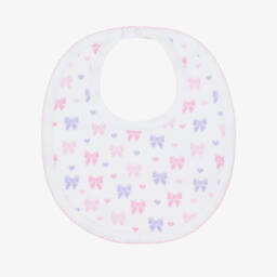 Girls White Bows Pima Cotton Bib