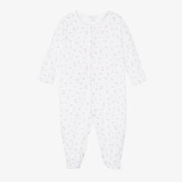 Kissy Kissy-Girls White Pima Cotton Floral Print Babygrow | Childrensalon