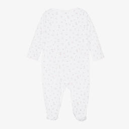 Kissy Kissy-Girls White Pima Cotton Floral Print Babygrow | Childrensalon