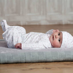 Kissy Kissy-Girls White Pima Cotton Floral Print Babygrow | Childrensalon