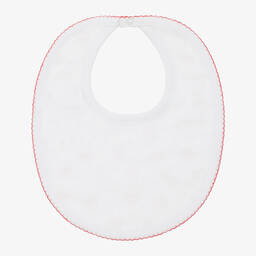 Kissy Kissy-Girls White Pima Cotton Heartfelt Hearts Bib | Childrensalon
