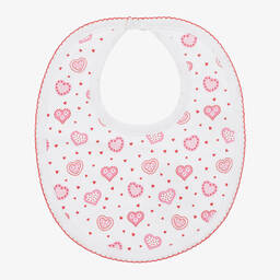 Kissy Kissy-Girls White Pima Cotton Heartfelt Hearts Bib | Childrensalon