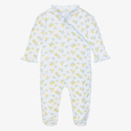 أفارول بيبي غرو بطبعة زهور الليمون قطن بيما لون أبيض للبنات