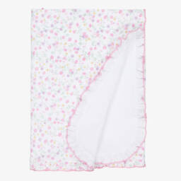 Girls White & Pink Pima Cotton Autumn Gardens Blanket (75cm)