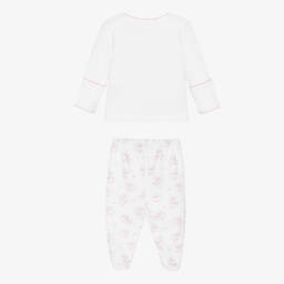 Kissy Kissy-Girls White & Pink Pima Cotton Sweet Sheep 2 Piece Babygrow | Childrensalon