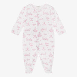 Girls White & Pink Princess Adventures Pima Cotton Babygrow