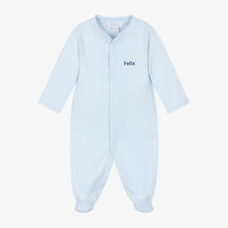 Personalised Blue Pima Cotton Babygrow