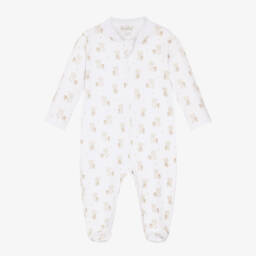 Комбинезон кремово-бежевый из хлопка пима с мишками Тедди