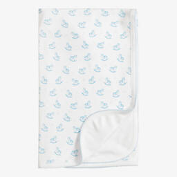 White & Blue Gingham Rockers Pima Cotton Blanket (73cm)