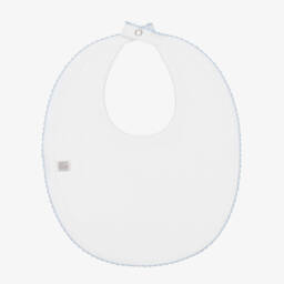 Kissy Kissy-White & Blue Sweet Sheep Pima Cotton Bib | Childrensalon