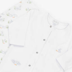 Kissy Kissy-White Cotton Baby Bunny Patch Babysuit Set | Childrensalon