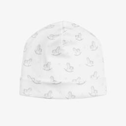 White Gingham Rockers Pima Cotton Baby Hat