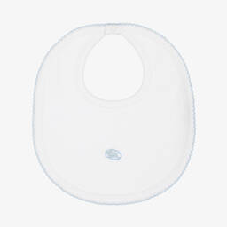 White Goodnight Bears Baby Bib in Pima Cotton