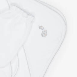 Kissy Kissy-White & Grey Elephant Esprit Hooded Towel & Mitt Set | Childrensalon
