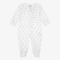  White & Grey Gingham Rockers Pima Cotton Babygrow