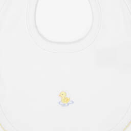 Kissy Kissy-White Pima Cotton Baby Bibs with Hand-Embroidered Duck | Childrensalon