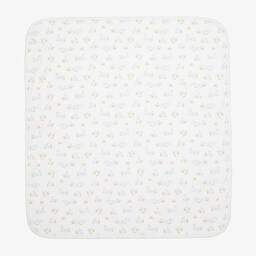 Kissy Kissy-White Pima Cotton Baby Bunny Patch Blanket (73cm) | Childrensalon