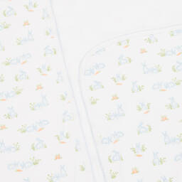 Kissy Kissy-White Pima Cotton Baby Bunny Patch Blanket (73cm) | Childrensalon