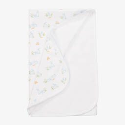 Kissy Kissy-White Pima Cotton Baby Bunny Patch Blanket (73cm) | Childrensalon