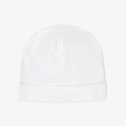 Kissy Kissy-White Pima Cotton Baby Hat with Hand-Embroidered Duck | Childrensalon