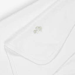 Kissy Kissy-White Pima Cotton Blanket with Hand-Embroidered Sweet Sheep (76cm) | Childrensalon