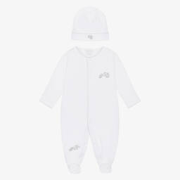 White Pima Cotton Elephant Esprit Babysuit Set