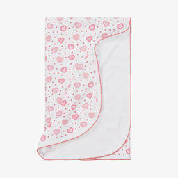 White Pima Cotton Heartfelt Hearts Blanket (73cm)