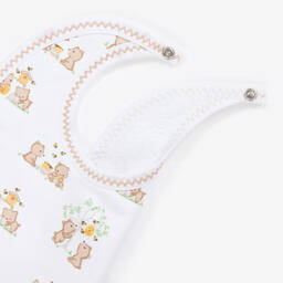 Kissy Kissy-White Pima Cotton Honey Bear Cubs Bib | Childrensalon