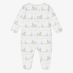 Kissy Kissy-White Pima Cotton Noah's Arc Print Babysuit | Childrensalon