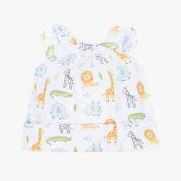 White Pima Cotton Safari Wild Layette Hat