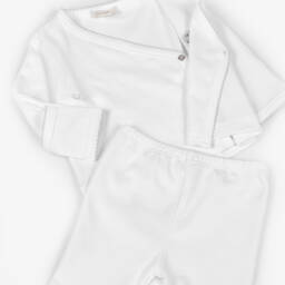 Kissy Kissy-White Pima Cotton Sweet Sheep 2 Piece Babygrow | Childrensalon