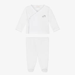 Kissy Kissy-White Pima Cotton Sweet Sheep 2 Piece Babygrow | Childrensalon