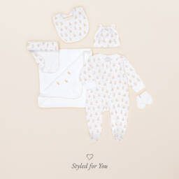 Kissy Kissy-White Pima Cotton Teddy Bear Time Scratch Mitts | Childrensalon