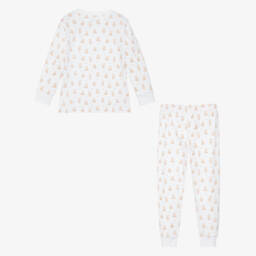 Kissy Kissy-White Pima Cotton Teddy Bedtime Pyjamas | Childrensalon