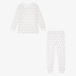 Kissy Kissy-White Pima Cotton Teddy Bedtime Pyjamas | Childrensalon