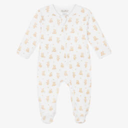 أفرول أبيض من قطن بيما النقي بسحاب للأطفال