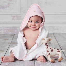 Kissy Kissy-White & Pink Cotton Hooded Towel & Mitt Set | Childrensalon