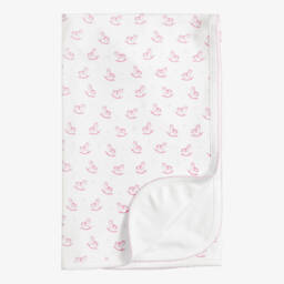 White & Pink Gingham Rockers Pima Cotton Blanket (73cm)